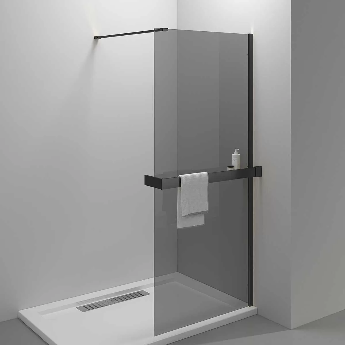 Душевая перегородка Vincea Walk-In HR (VSW-4HR900CGB) 900х2000 мм, черный, стекло тонированное
