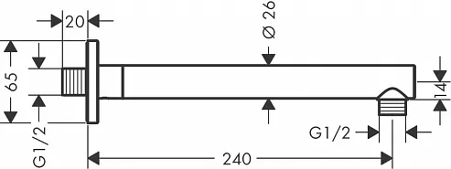 Держатель для верхнего душа HANSGROHE Vernis Shape 27809670 240 мм, матовый чёрный (26405670)