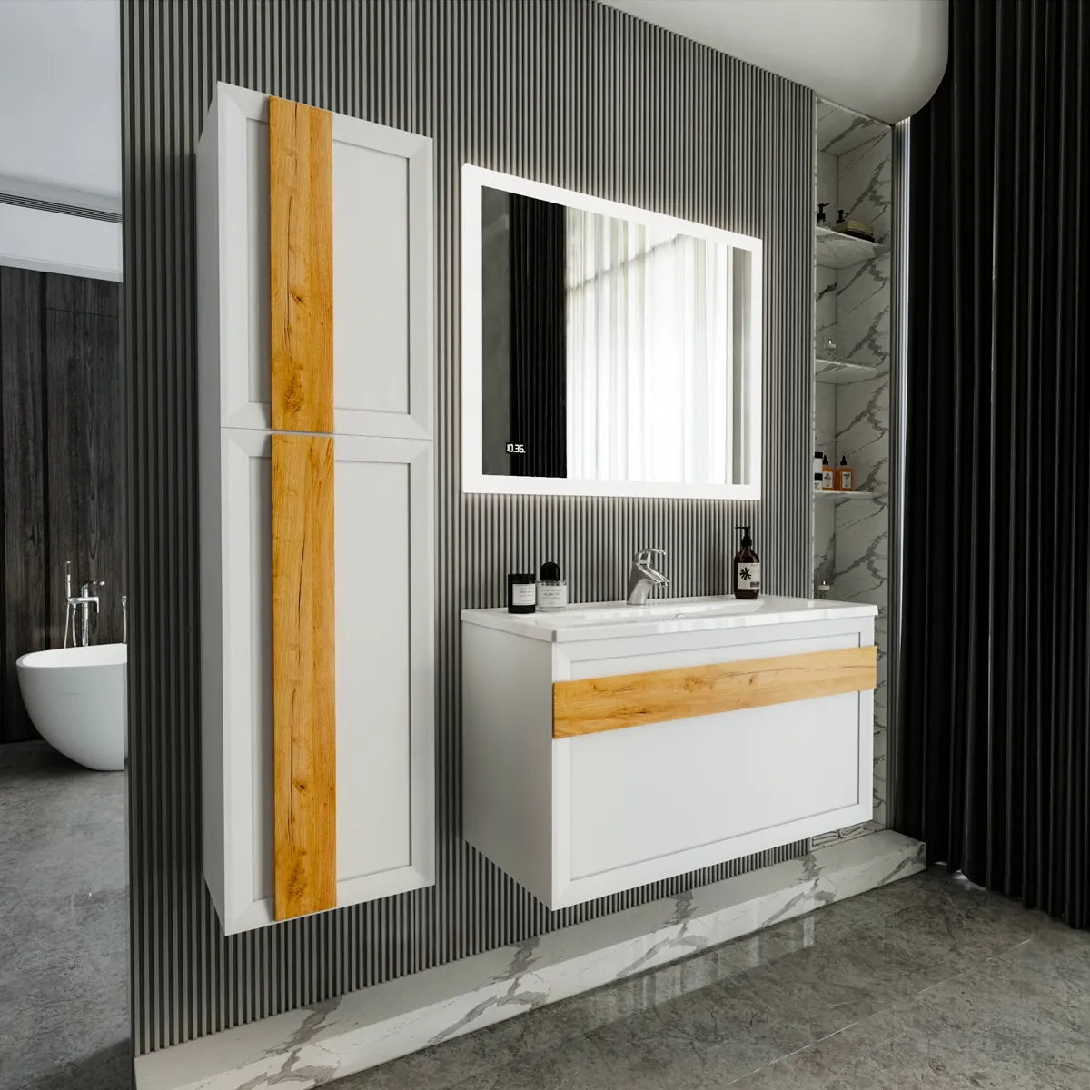 Тумба под раковину подвесная Бриклаер БЕРЛИН белый , 100 см