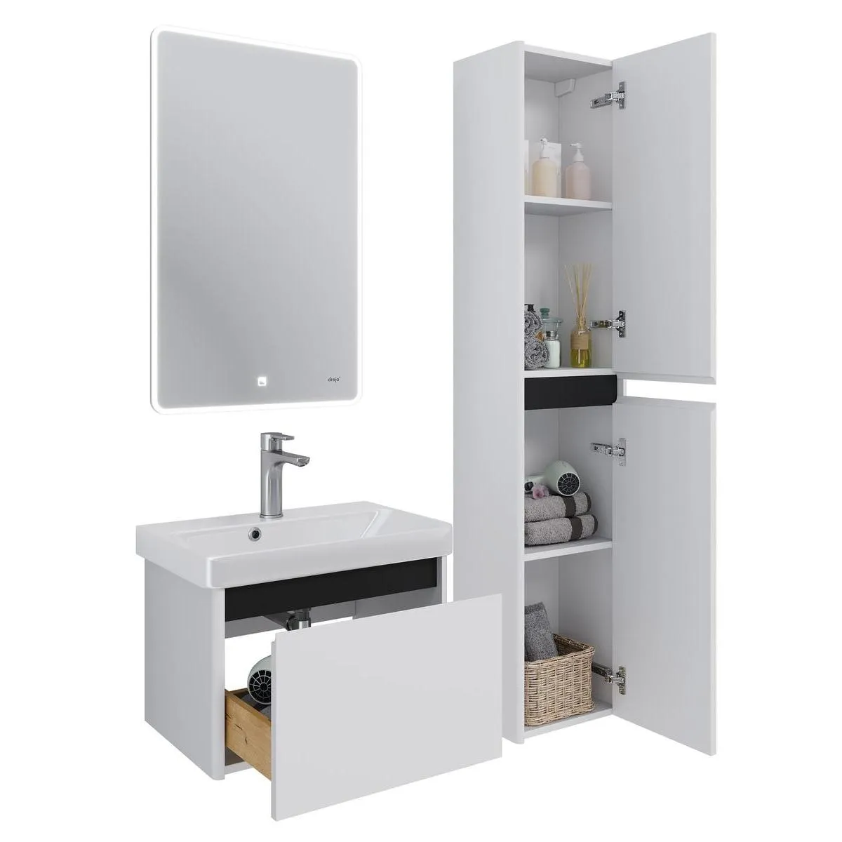 Тумба под раковину подвесная Dreja Luxury 70 см, белый