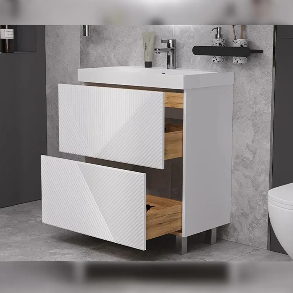 Тумба с раковиной напольная Velvex Edge tn.EDG.9696.70.2Y белый глянец, 70 см