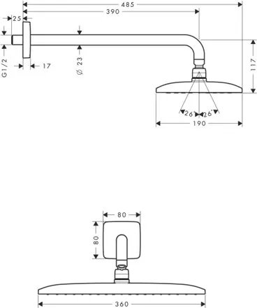 Верхний душ Hansgrohe Raindance E 360Air 1jet 27376000