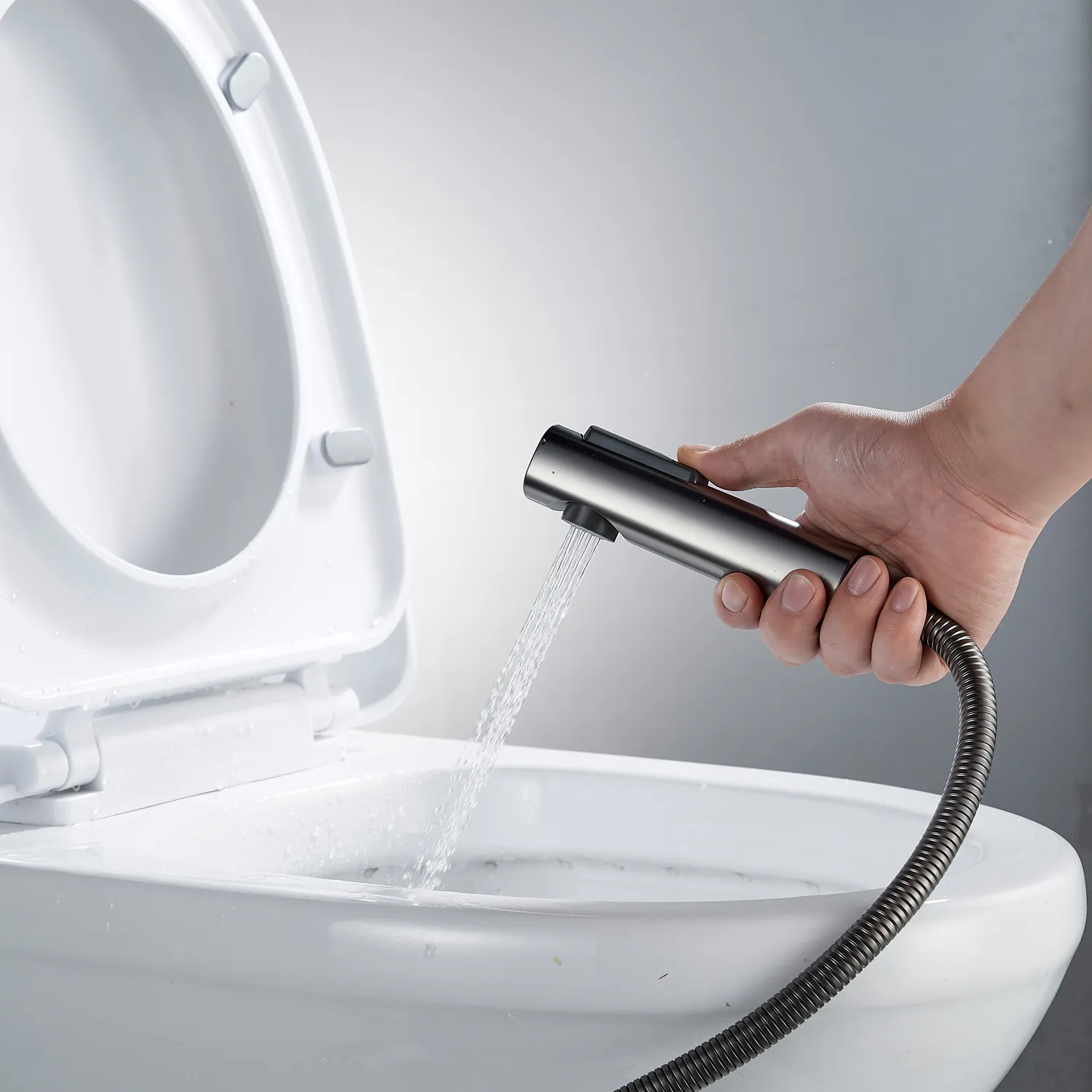 Гигиенический душ со смесителем Shevanik S4305T-1, оружейная сталь