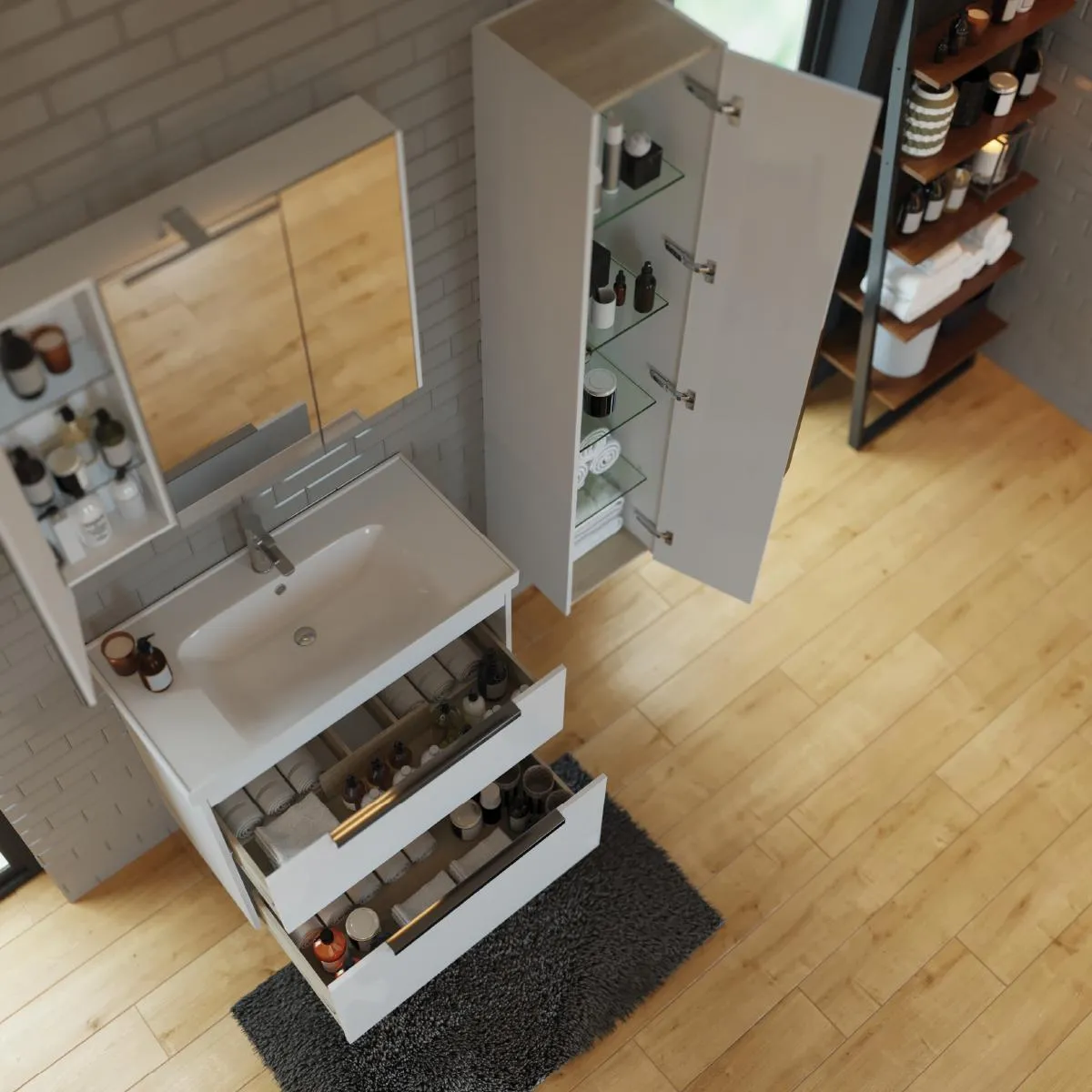 Тумба под раковину подвесная/напольная Dreja Prime 60 см, белый