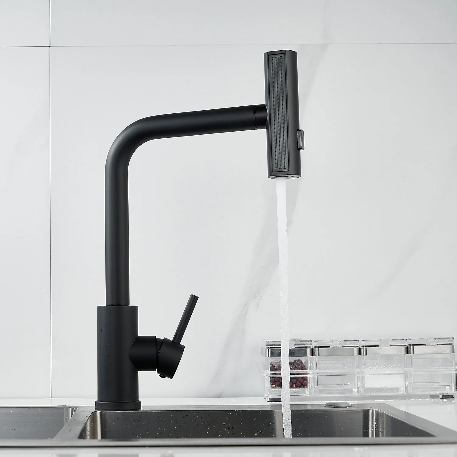 Смеситель для кухни с мультифункциональным изливом Raffine F203H, черный