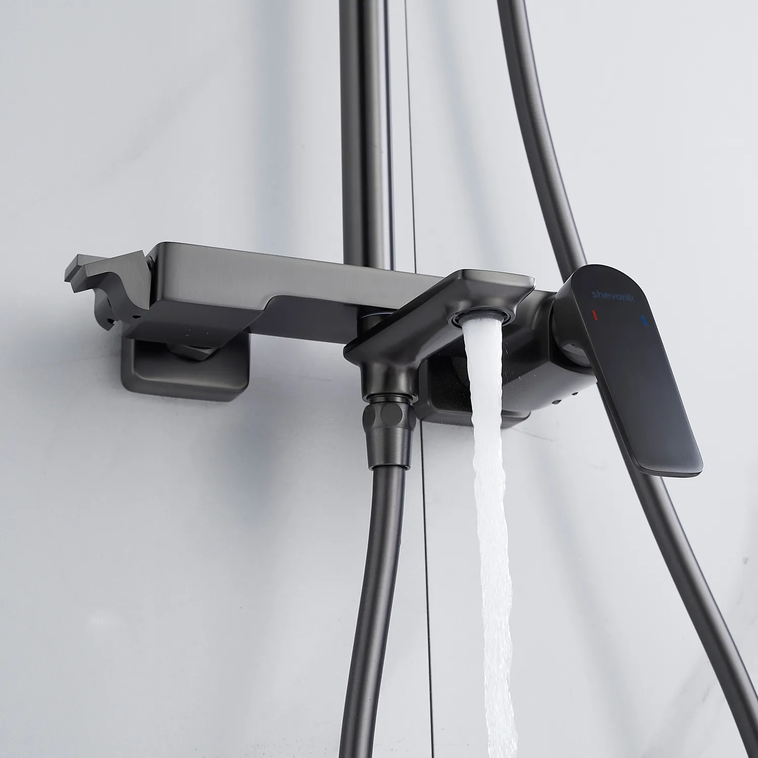 Душевая система Shevanik S4226T, оружейная сталь