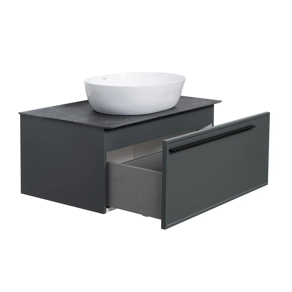 Тумба под раковину подвесная La Fenice Elba FNC-01-ELB-G-80, серо-зеленая