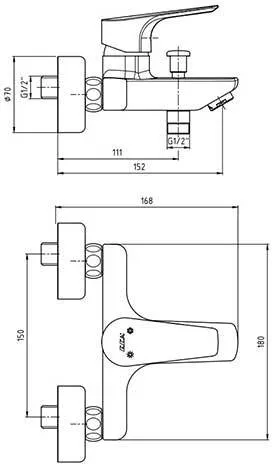 Смеситель для ванны E.C.A. Niobe 102102482EX