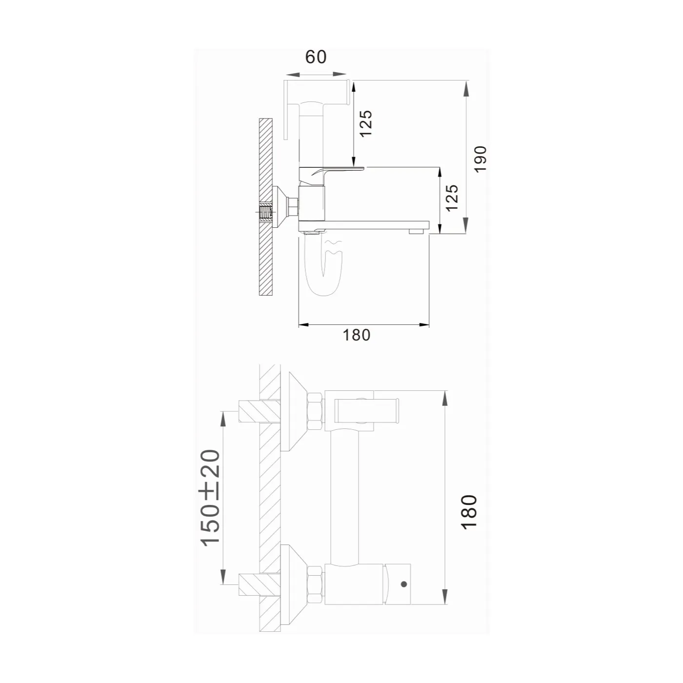 Гигиенический душ со смесителем и изливом D-Lin D181202, хром