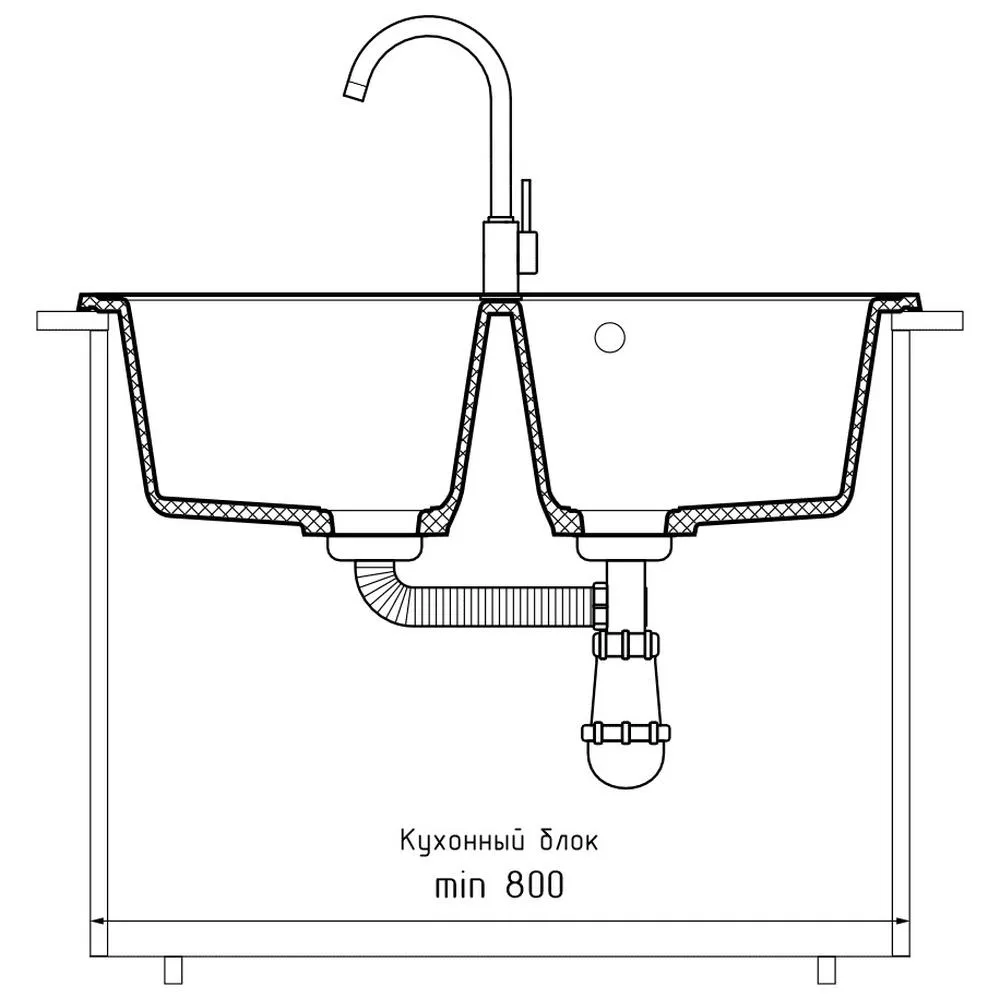 Кухонная мойка GranFest STANDART 780K, песок