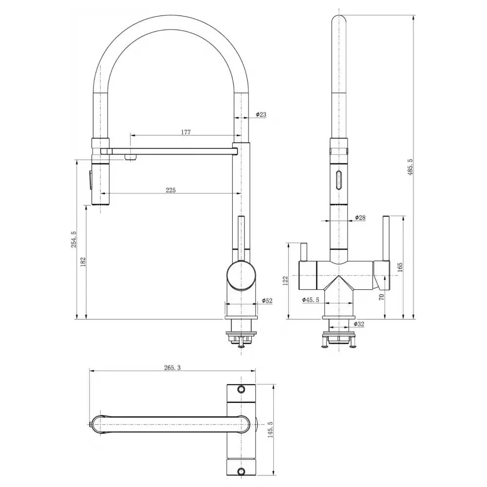 Смеситель для кухни с гибким изливом и подключением фильтра Grocenberg GB4096NK, никель