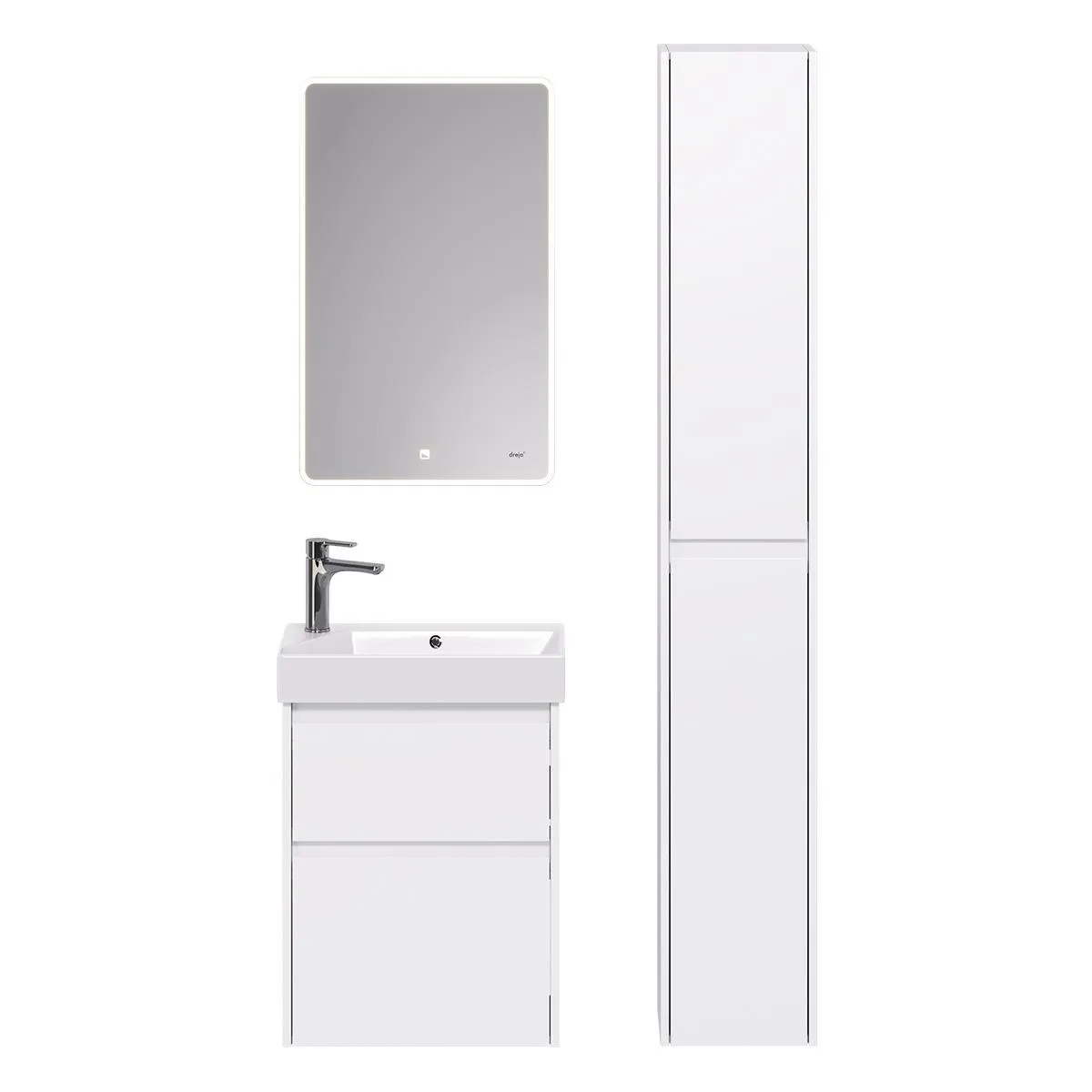 Тумба с раковиной подвесная Dreja Slim 55 см, белый