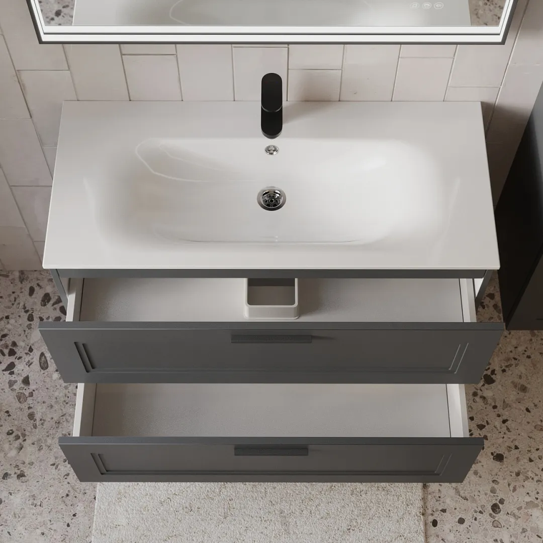 Тумба с раковиной подвесная (100см) Terminus Classik CLA101002701601O, графит