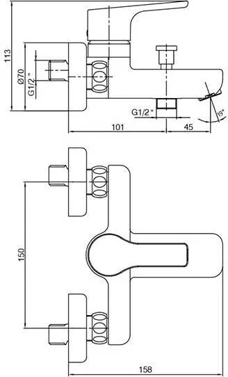 Смеситель для ванны E.C.A. Luna 102102450EX