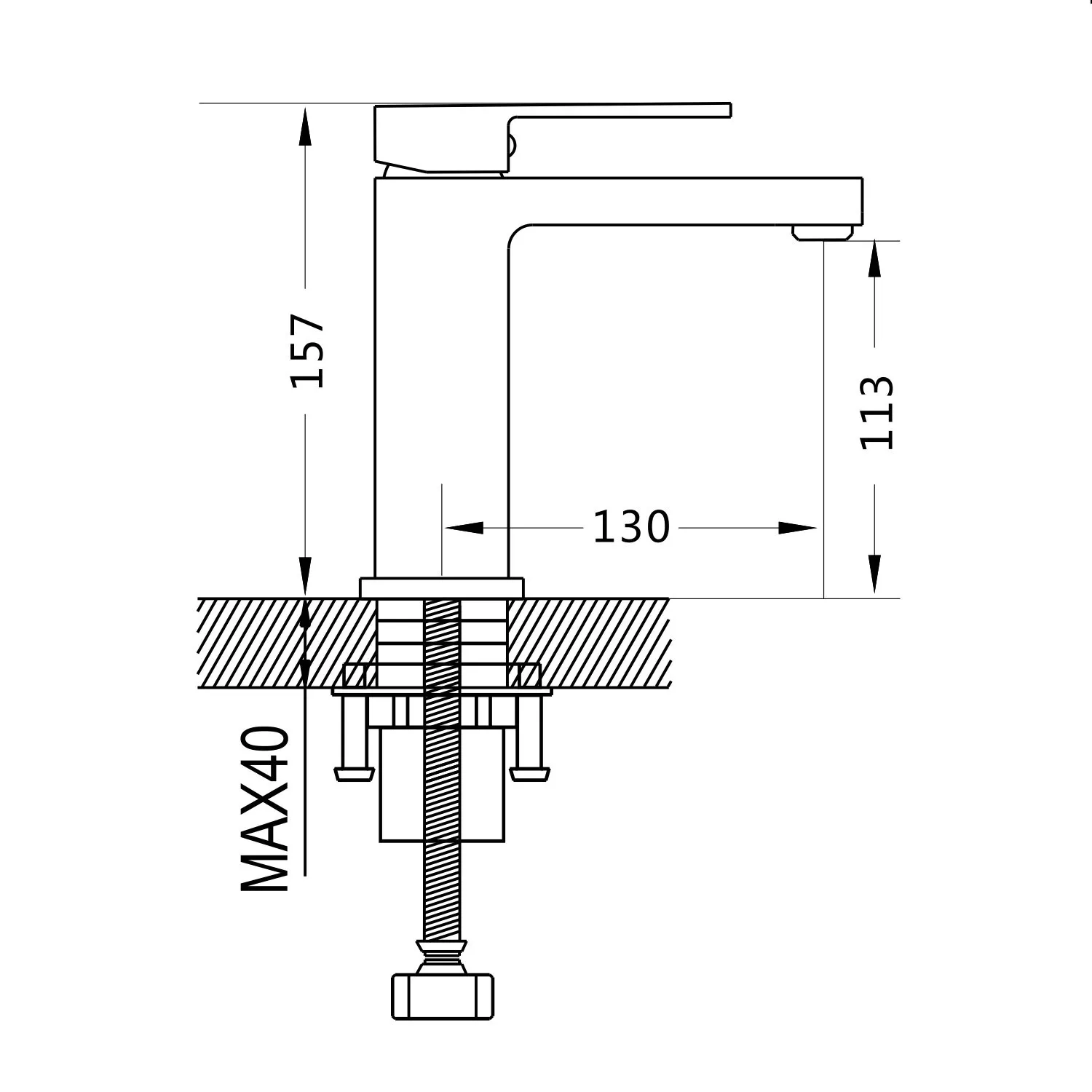 Смеситель для раковины Shevanik S9601T, оружейная сталь