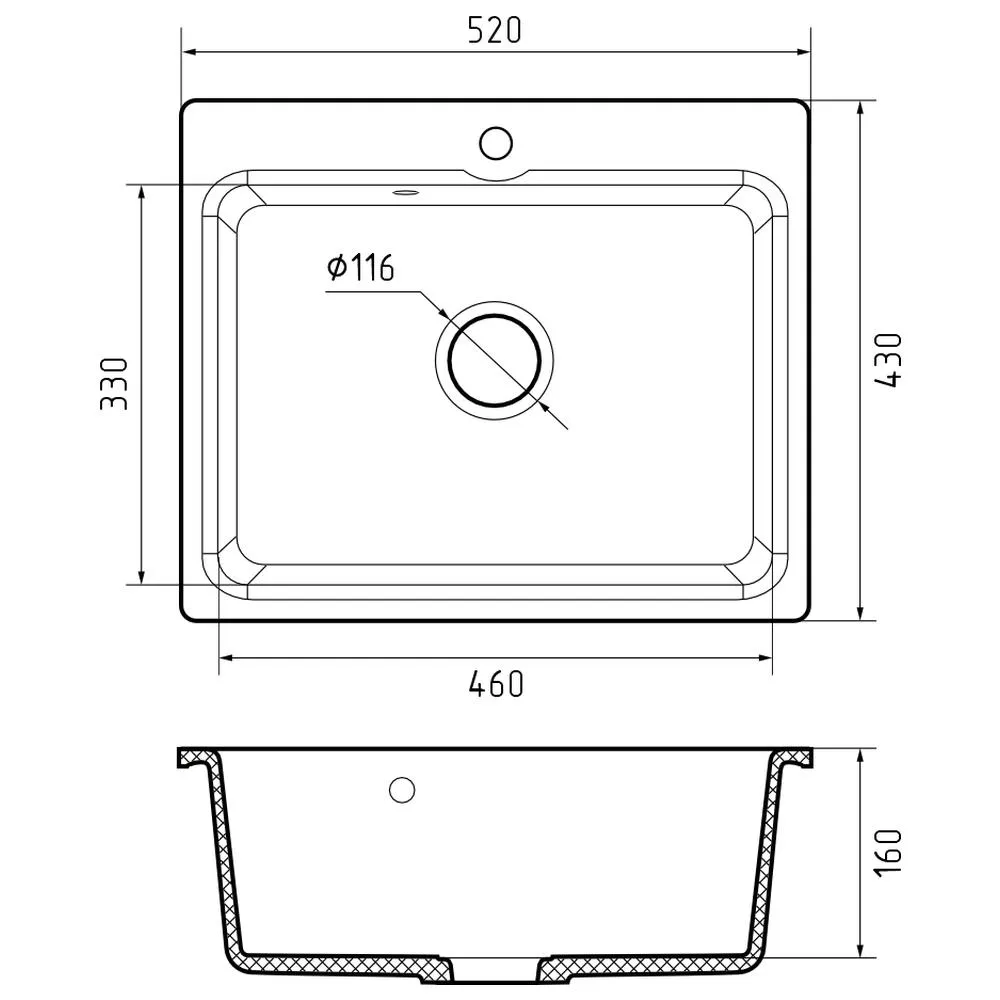 Кухонная мойка GranFest SMART 520, песочный