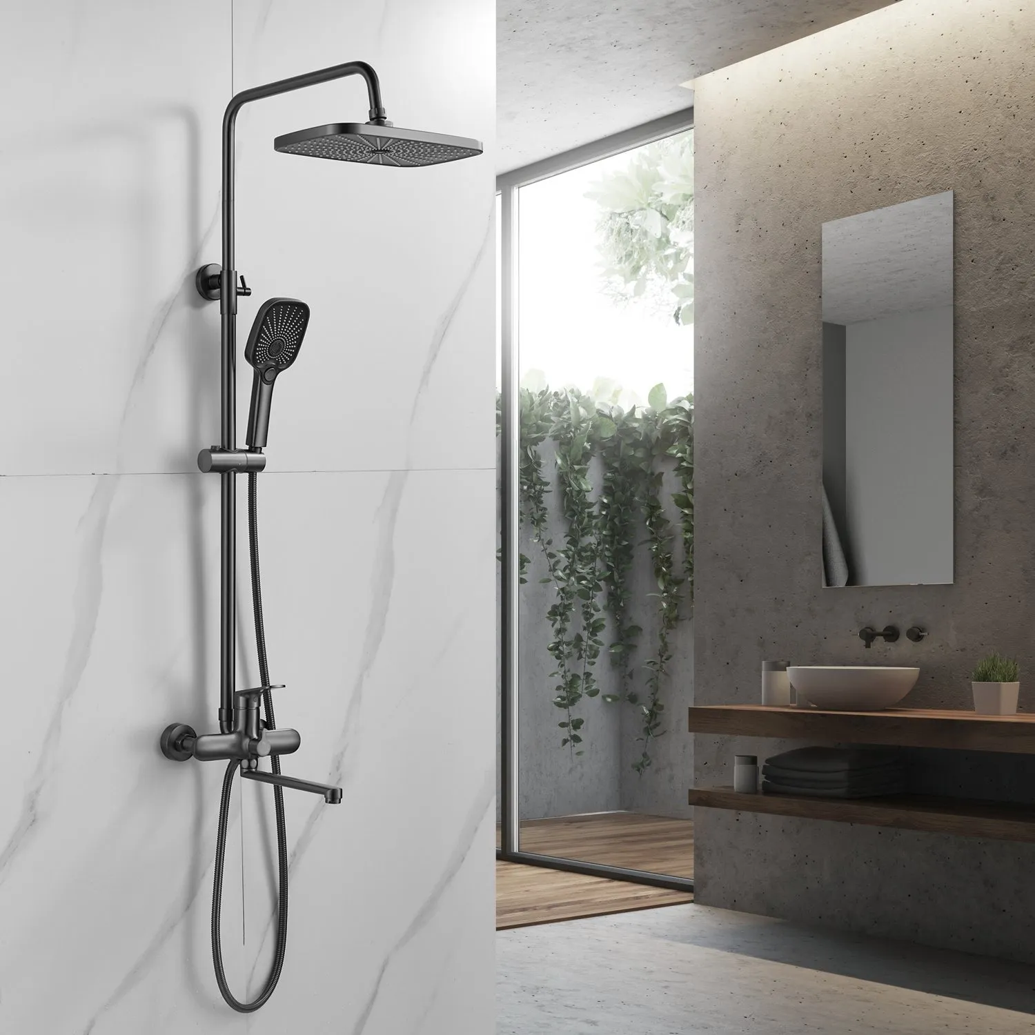 Душевая система Raffine F3685T, оружейная сталь