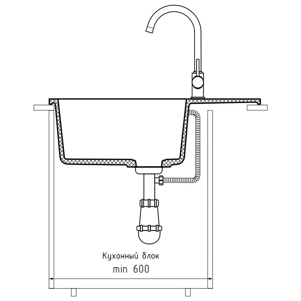 Кухонная мойка GranFest URBAN 668L, песочный