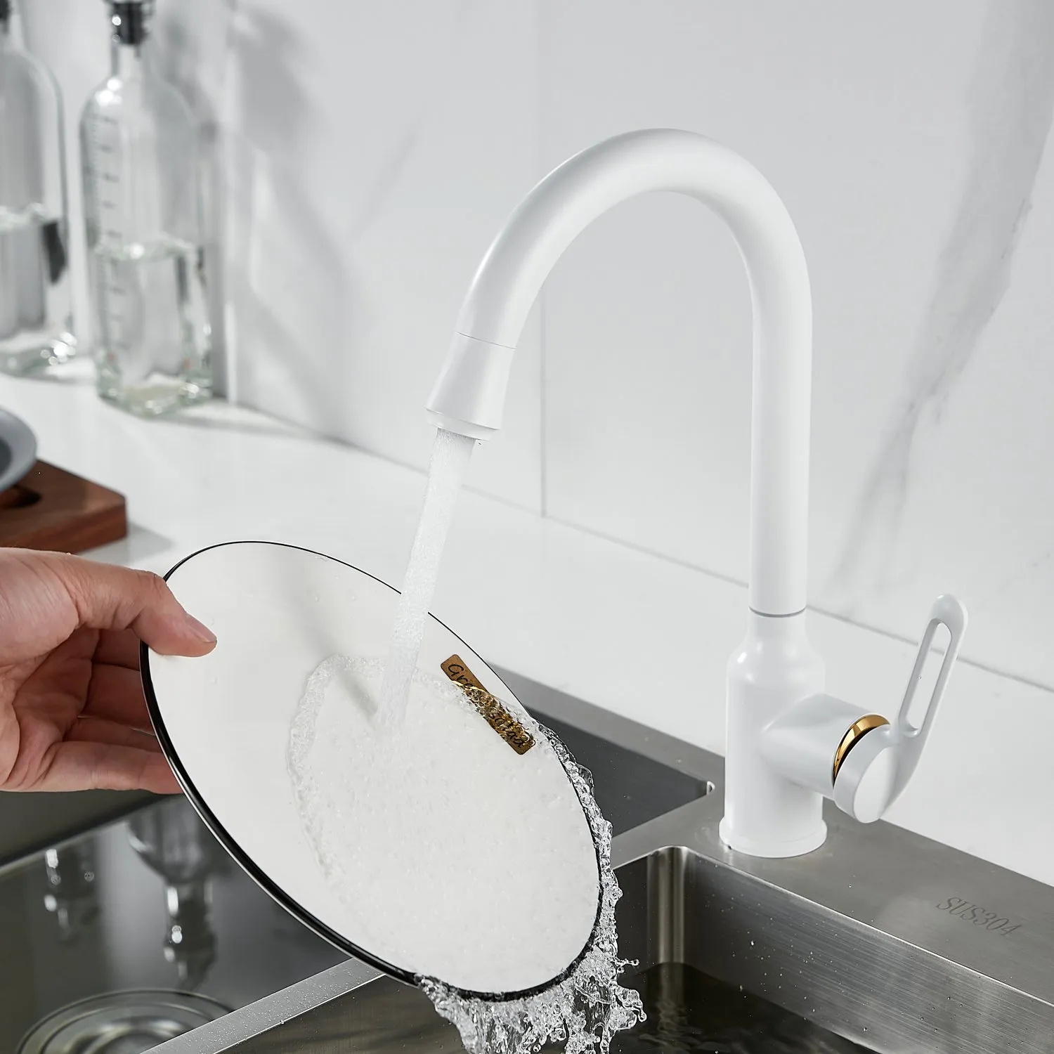 Смеситель для кухни Raffine F103C, белый