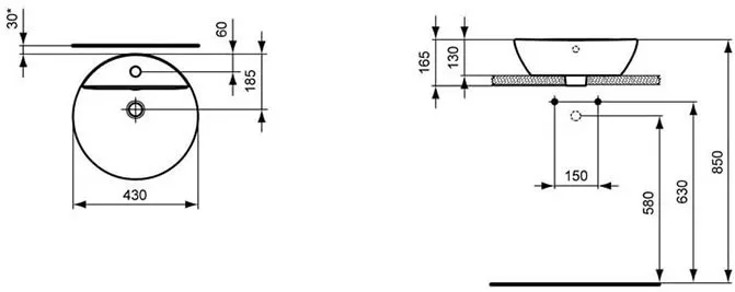 Раковина Ideal Standard Connect Sphere (E804001) (43 см)