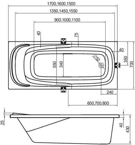 Акриловая ванна Ravak Vanda II (CO11000000) (150х70)