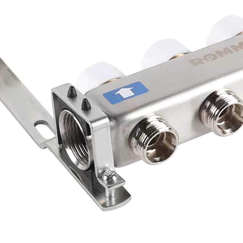 Коллектор Rommer 1"x3/4" на 3 контура с запорными клапанами (нерж. сталь) (RMS-3201-000003)