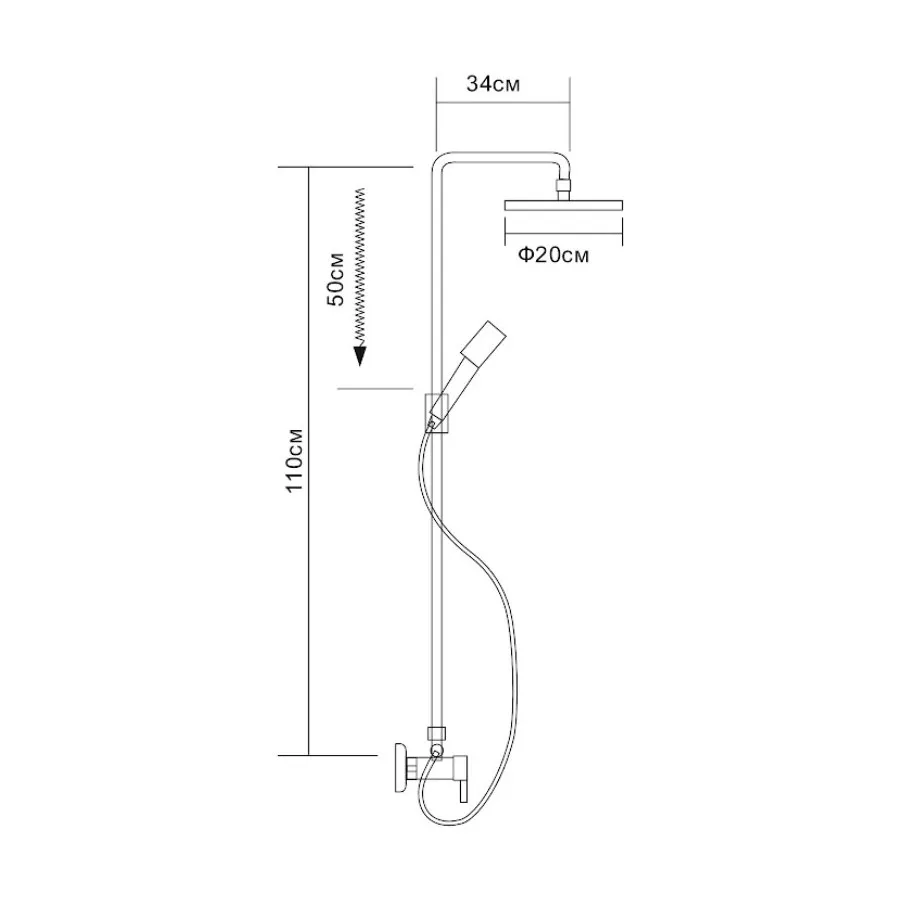 Душевая система D-Lin D10A07, хром
