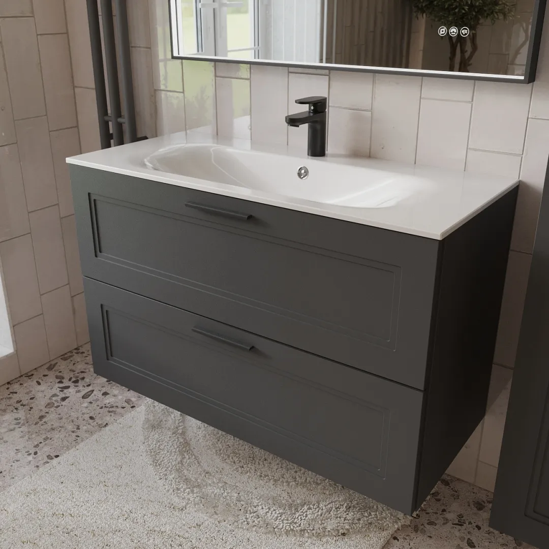 Тумба с раковиной подвесная (100см) Terminus Classik CLA101002701601O, графит