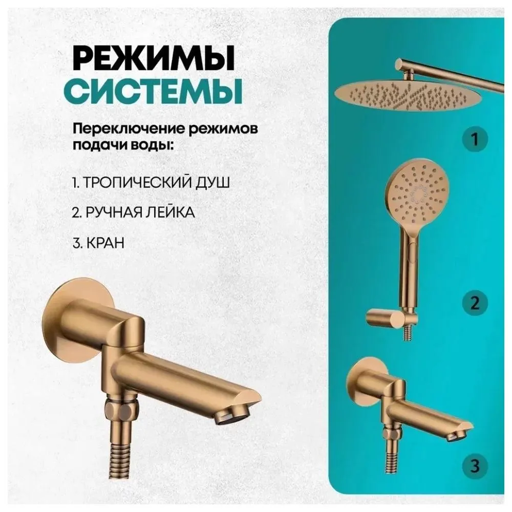 Душевая система встраиваемая Grocenberg GB5001BR, бронза