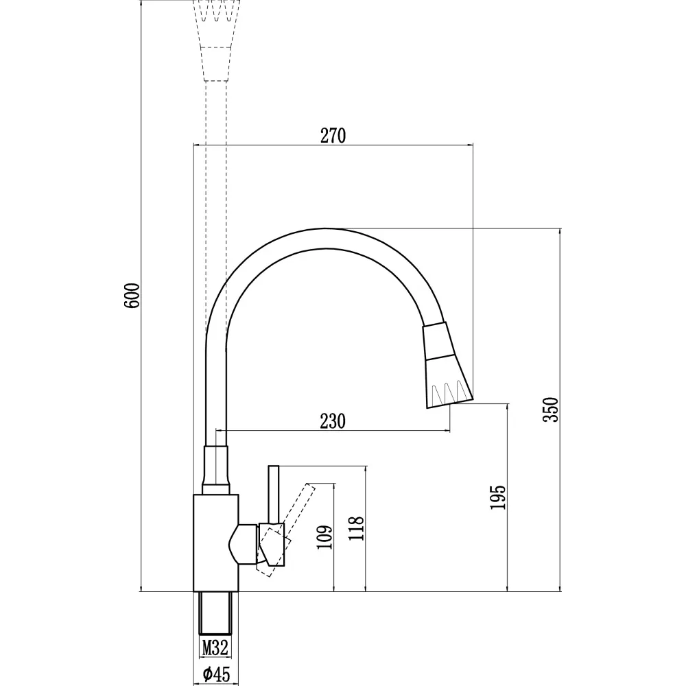 Смеситель для кухни с гибким изливом и режимом душ Fmark FS8299A-04, хром