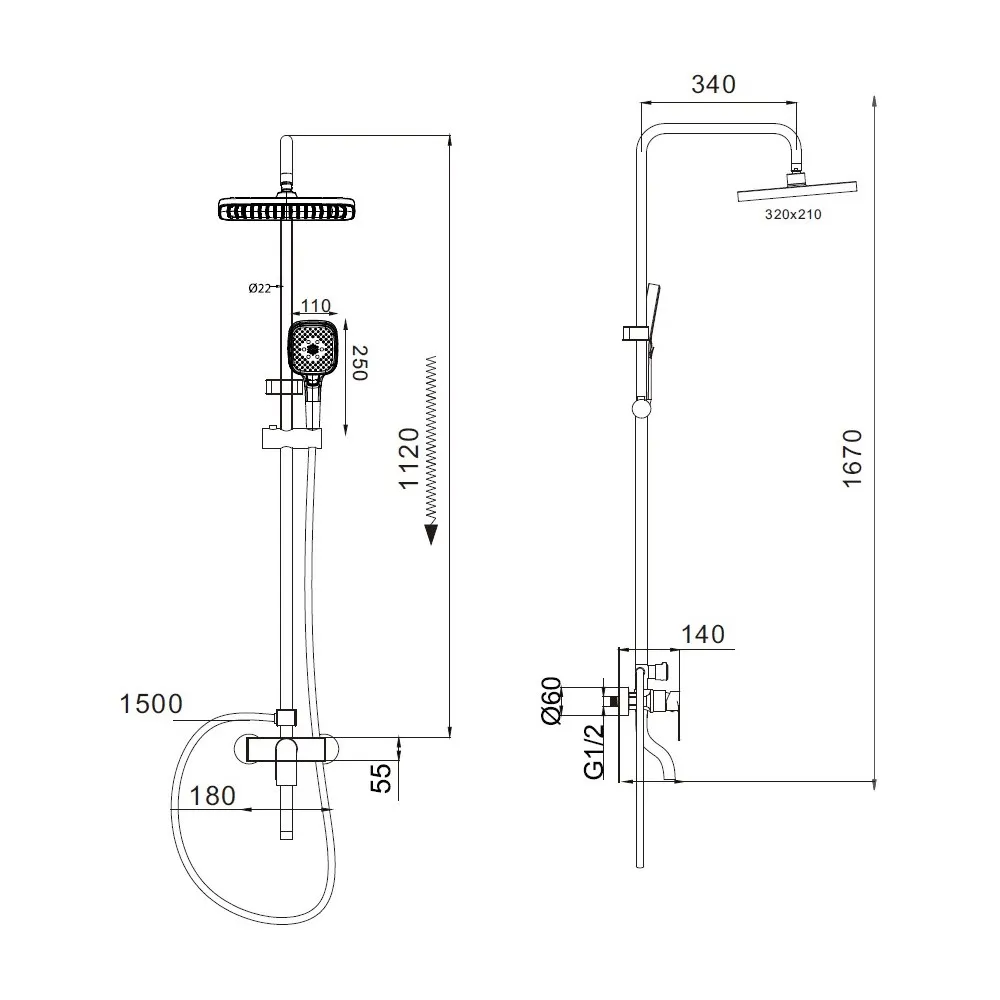 Душевая система D-Lin D10A17, хром