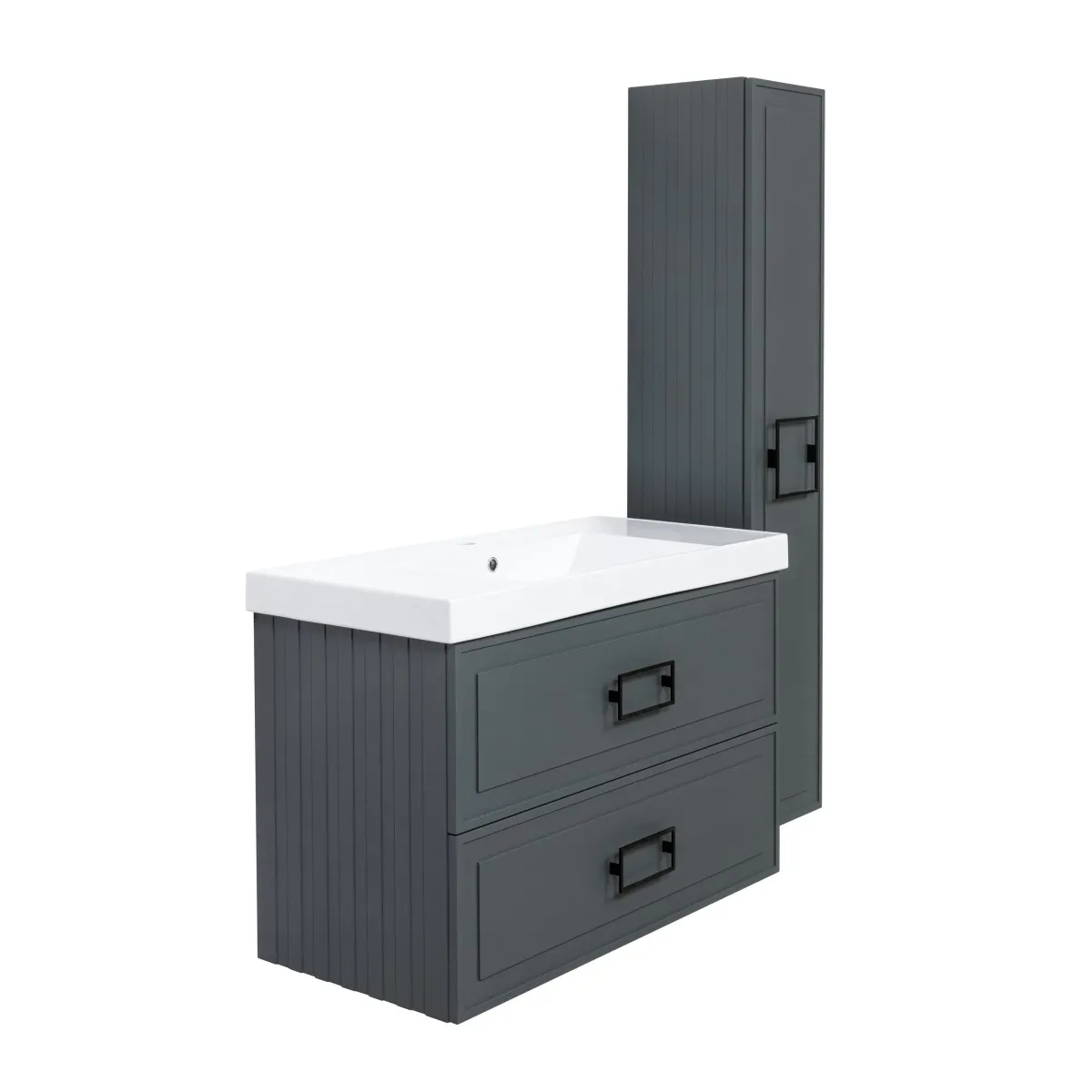 Тумба под раковину подвесная La Fenice Cubo TWIN FNC-01-CUB-G-100-2, серо-зеленая