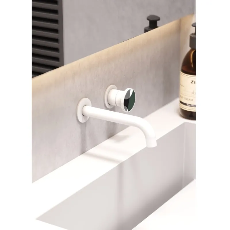 Смеситель для раковины встраиваемый Bronze de Luxe 9007W-G, белый/зеленый