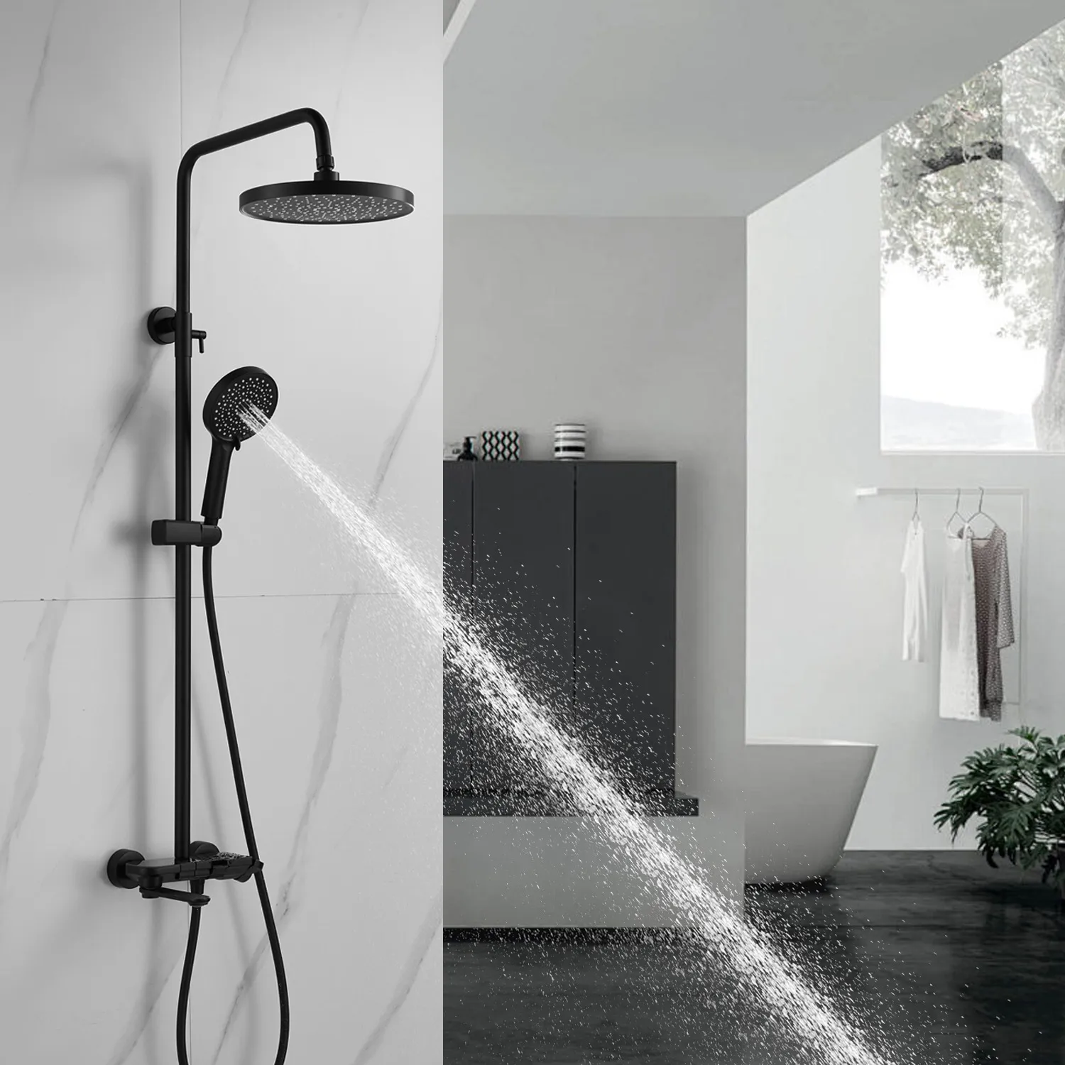 Душевая система Shevanik S4726H, черный