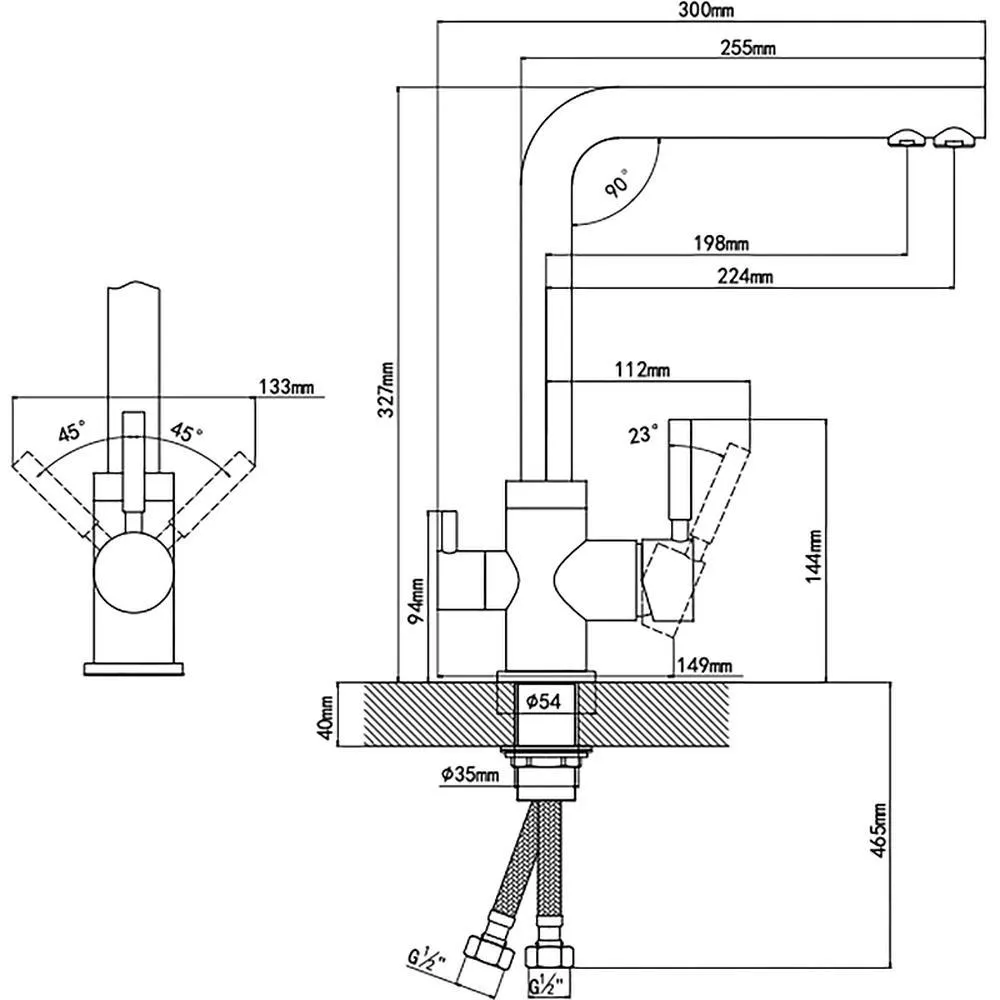 Смеситель для кухни с подключением фильтра Florentina АРЕС 333.19H.2123.501, нуар