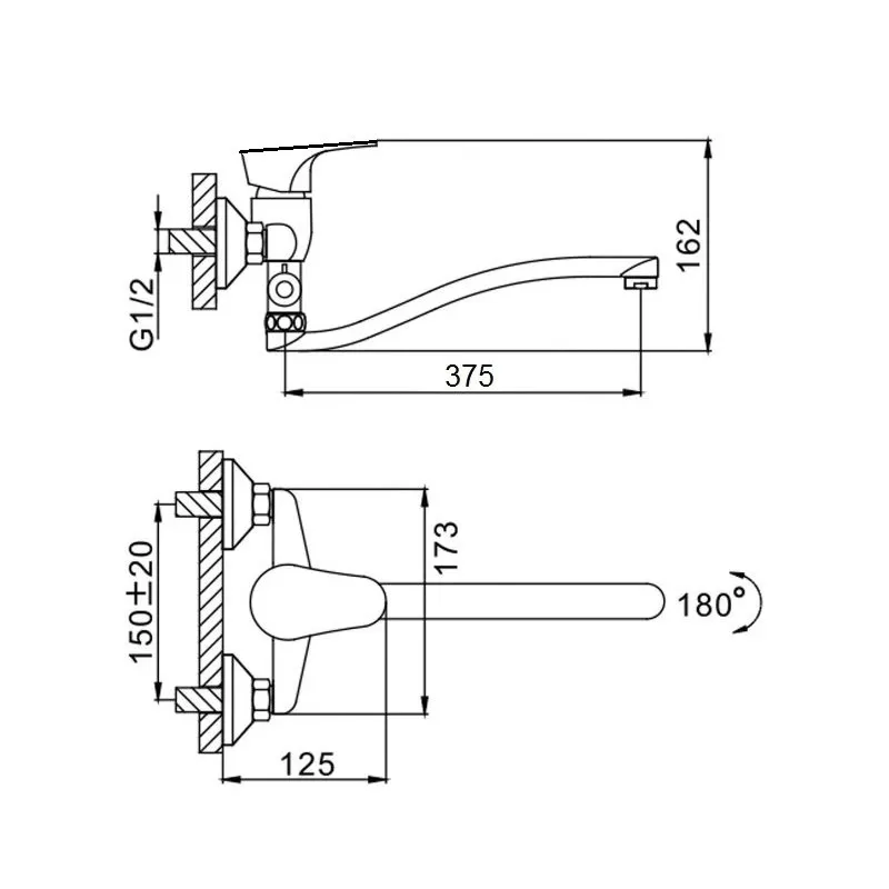 Смеситель для ванны D-Lin D140452-6, хром