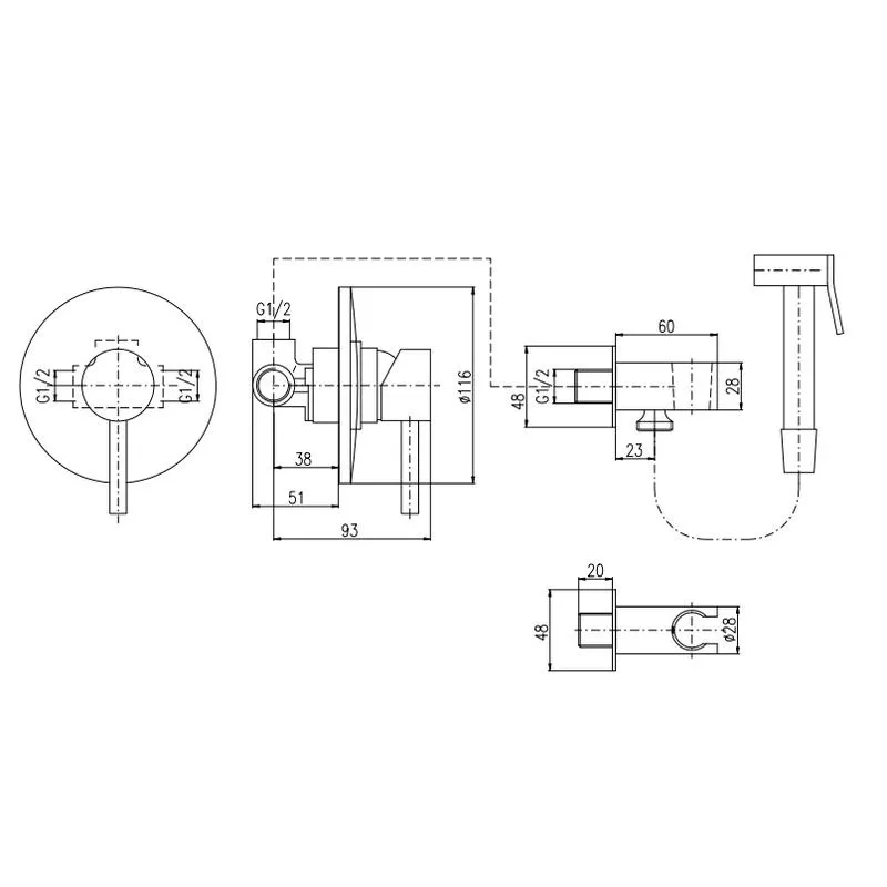 Гигиенический душ со смесителем Rav Slezak Seina SE942/1, хром