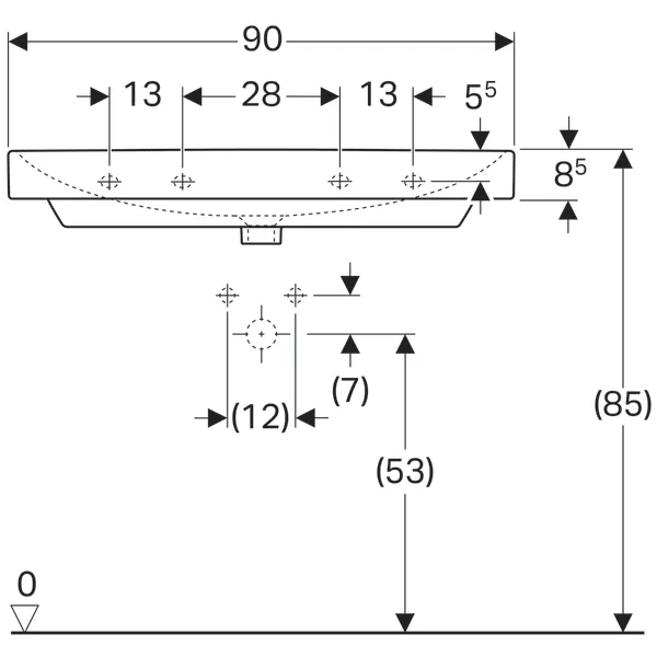 Раковина Geberit Smyle Square 165x480x900 мм (500.250.01.1)
