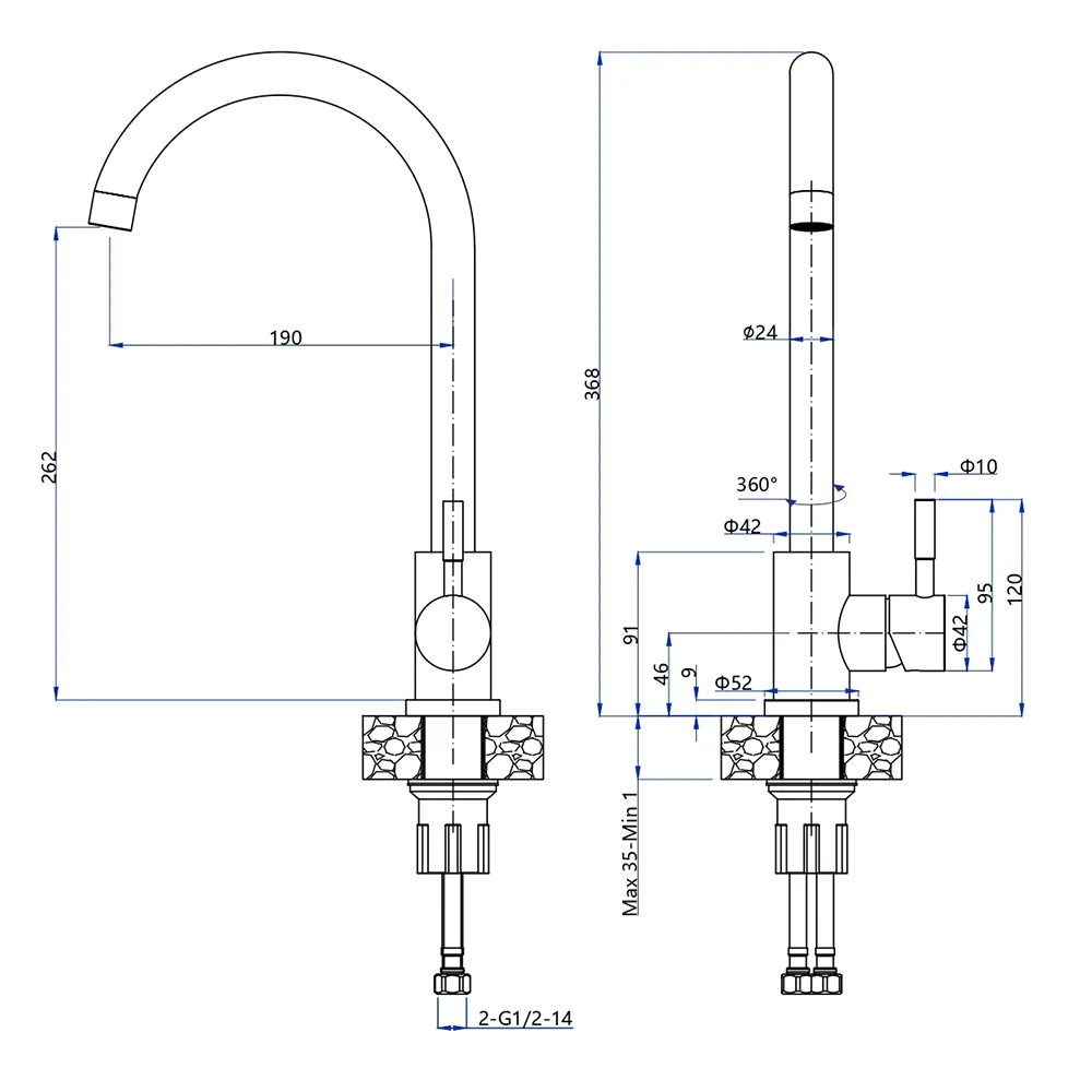 Смеситель для кухни GranFest Z-5410, нержавейка