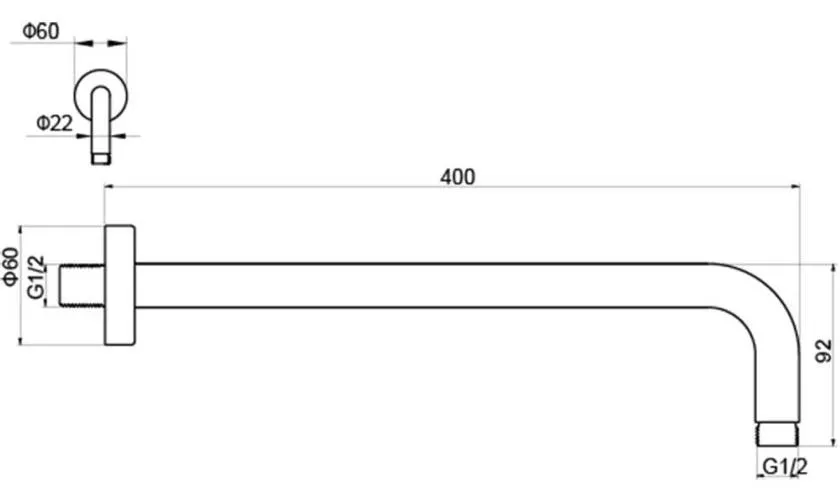 AQ2176CR держатель верхнего душа настенный 400 мм