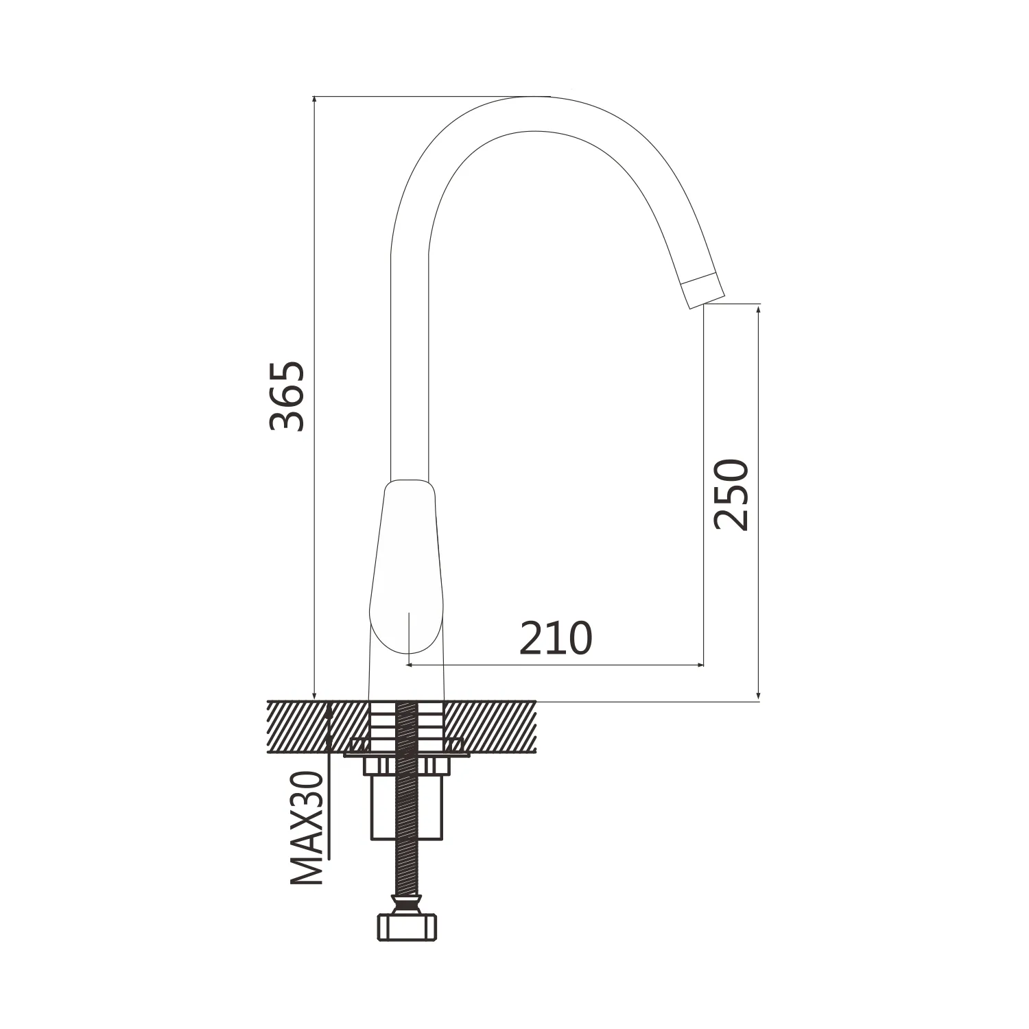 Смеситель для кухни Shevanik S5053T, оружейная сталь