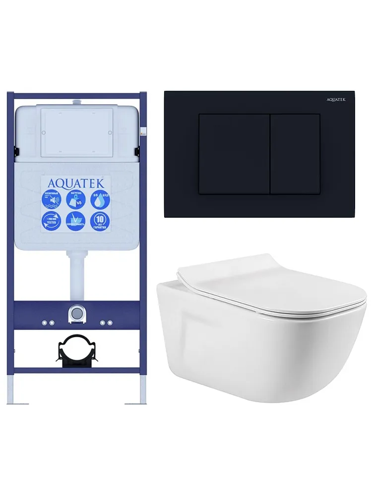 SET AQUATEK ДИВА-012 4в1 (рама AQUATEK Standard INS-0000012+ кркпеж KKI-0000002+клавиша KDI-0000012+унитаз ДИВА AQ2012-00 с тонким сиденьем soft-close