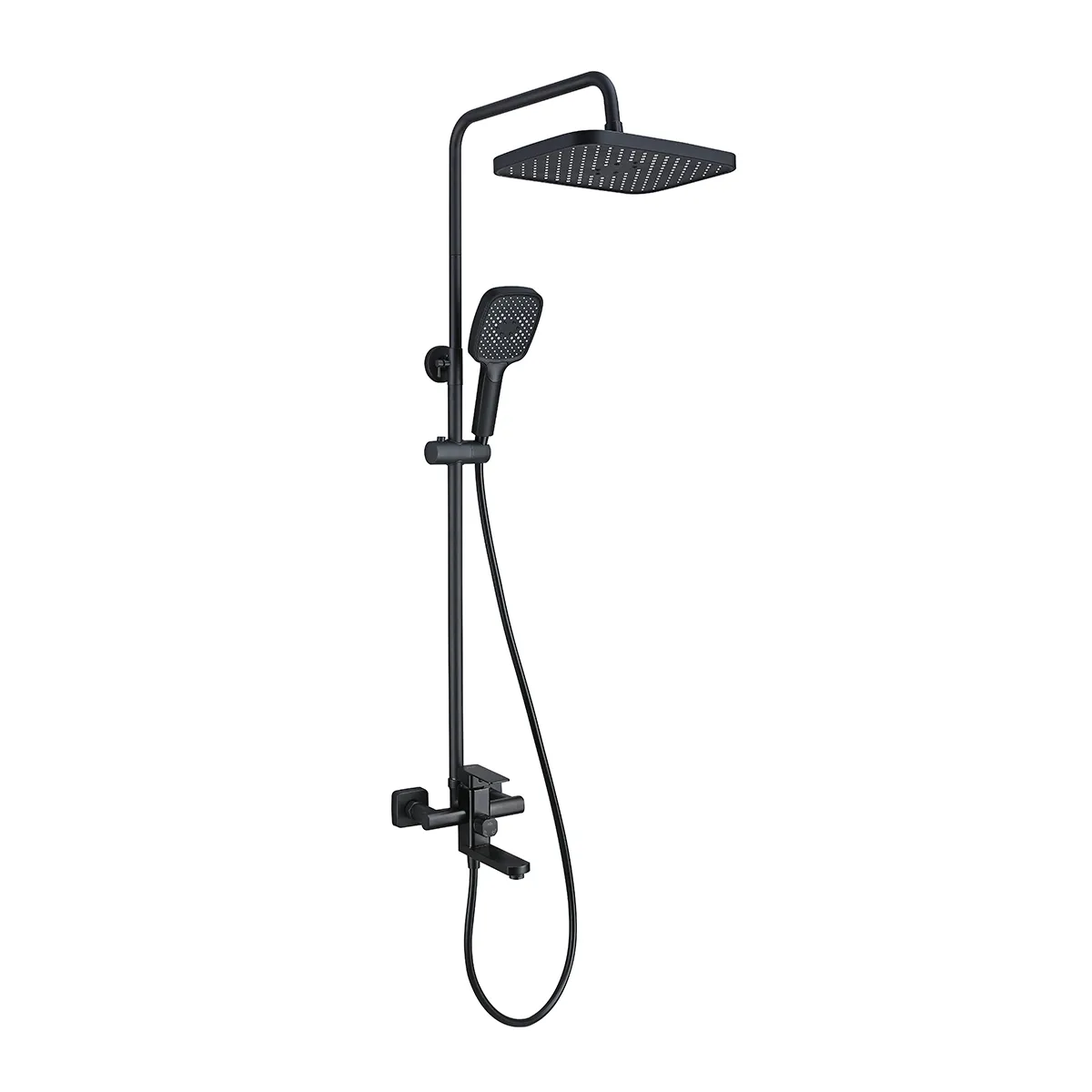 Душевая система Prohanss для ванны и душа с тропическим душем поворотный излив 15 см, черный (P60.24.06)