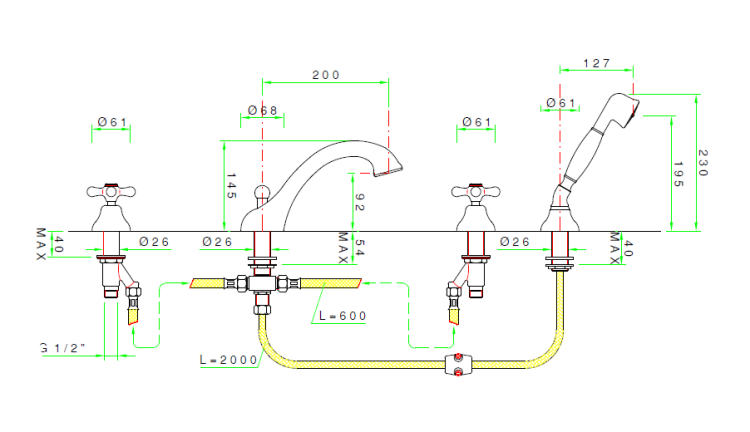 Смеситель для ванны и душа Nicolazzi Nuova Brenta, хром (2504 CR 01)