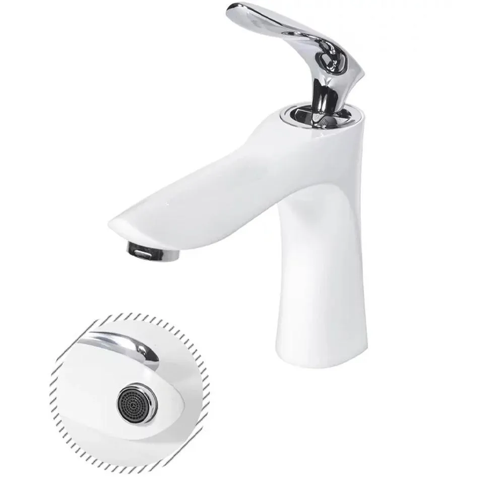 Смеситель для раковины Grocenberg GB2001WC, белый/хром