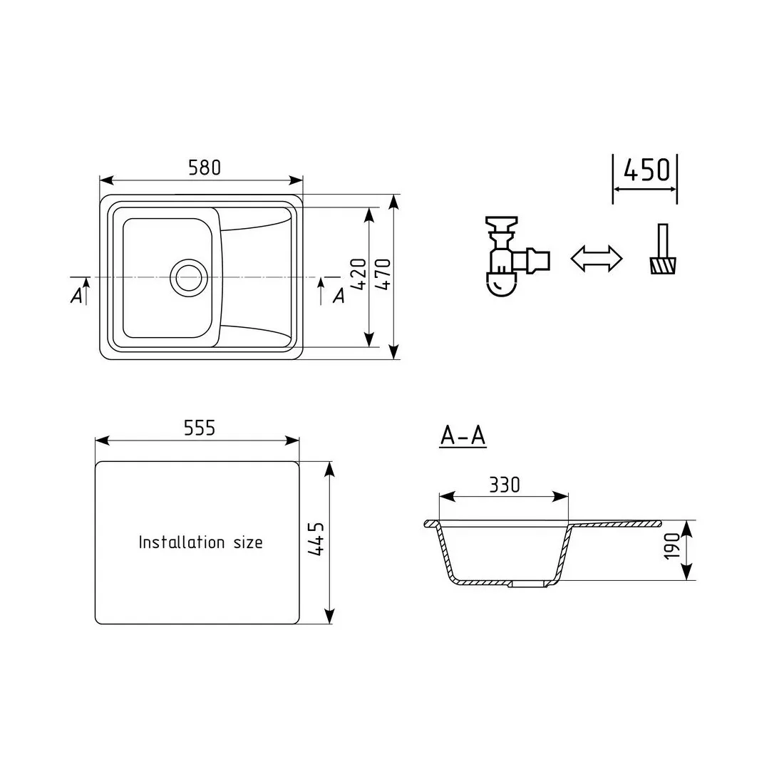 Кухонная мойка Ulgran U-201-345, шоколад