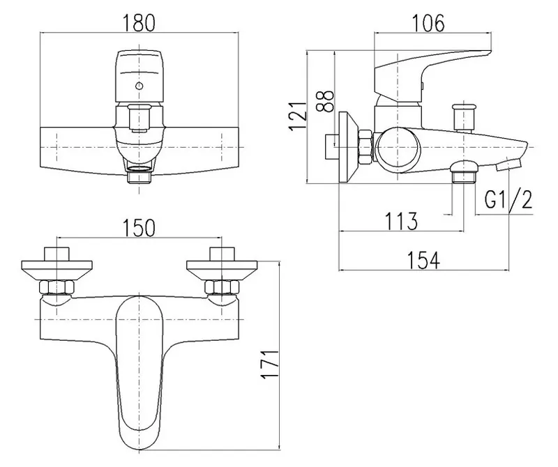 Смеситель для ванны Rav Slezak Amur AM754.5/1