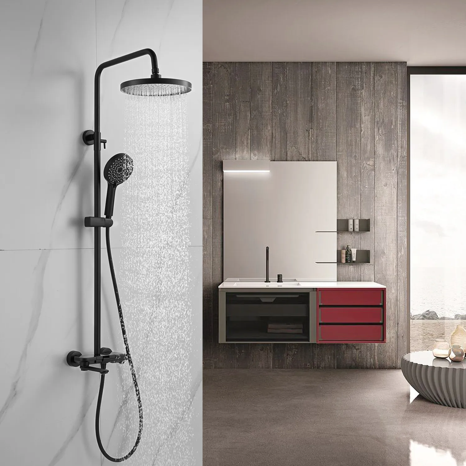 Душевая система Shevanik S4726H, черный