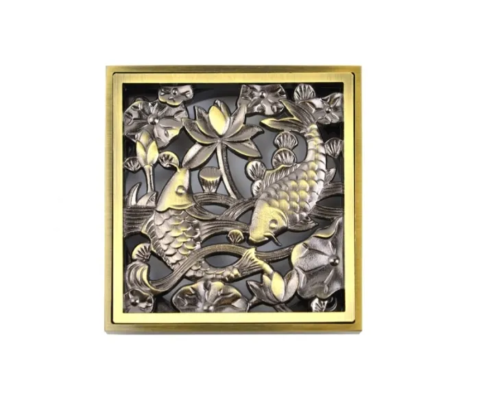 Трап Bronze de Luxe горизонт выход, комбинированный затвор, дизайн-решетка Рыбы (21980-5602)
