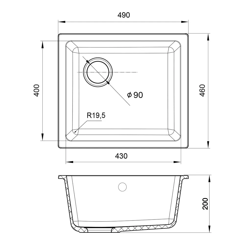 Кухонная мойка Rivelato BERKANA BK-45, иней